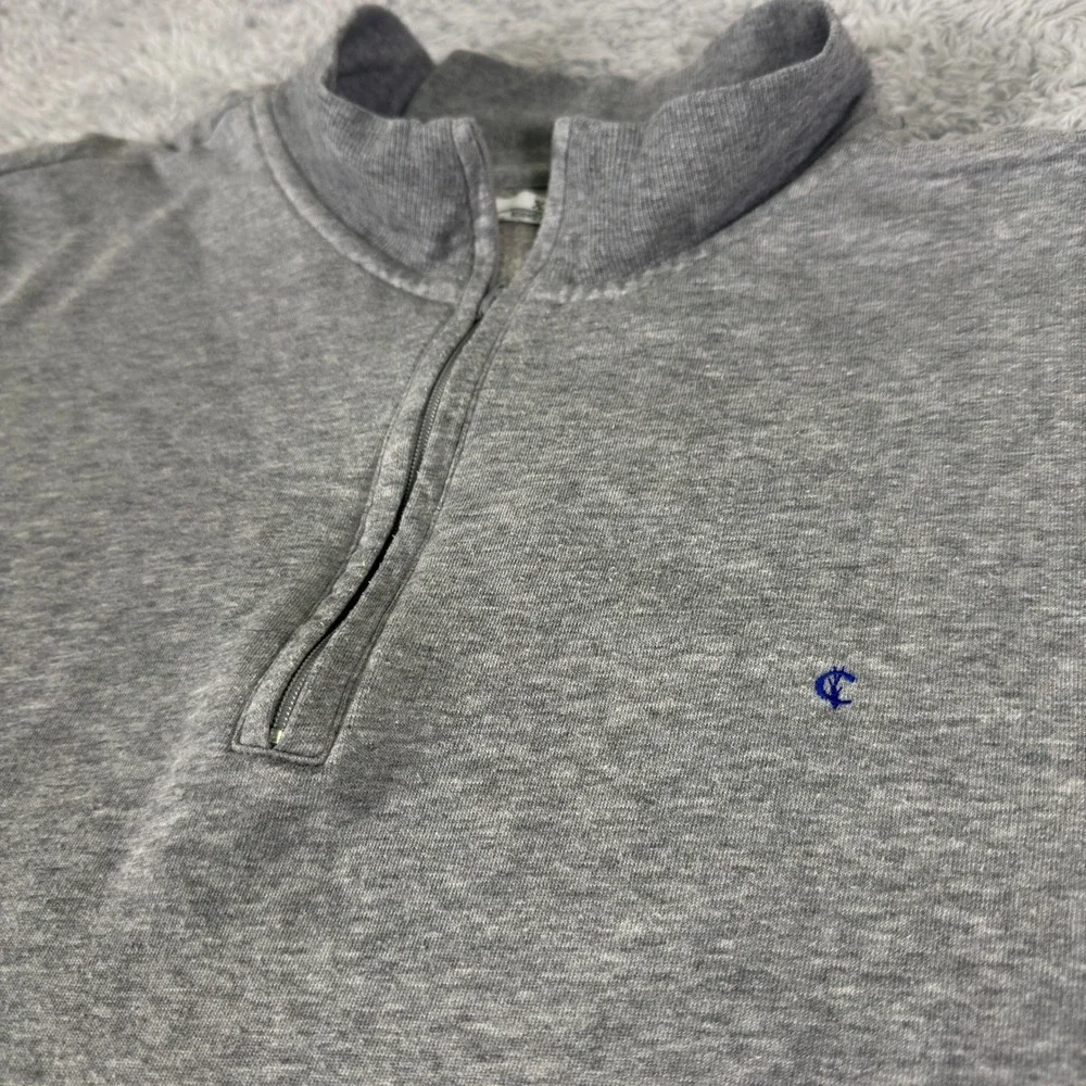 Criquet Mens XXL Quarter Zip Sweatshirt Heather Gray Pullover Mock Neck Logo - Picture 4 of 9